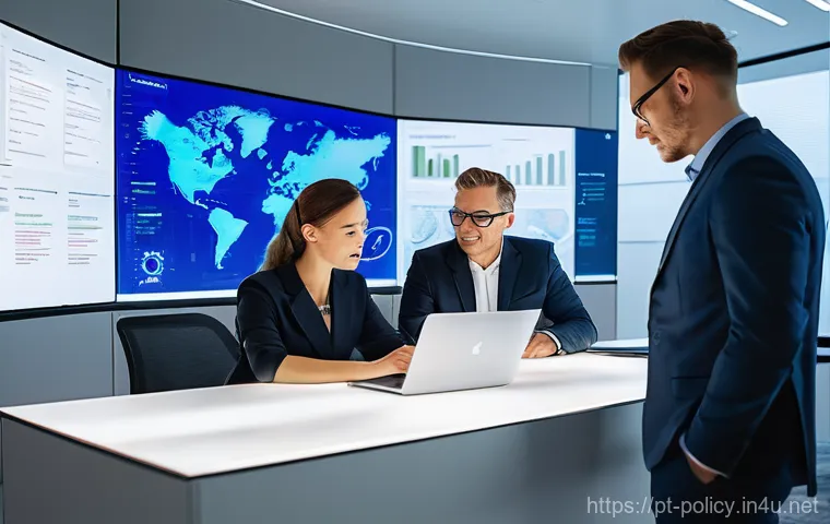 정책분석사 시험의 전반적 개요 - A diverse group of four public policy professionals, comprising two men and two women of varying age... 정책분석사 시험의 전반적 개요 - A diverse group of four public policy professionals, comprising two men and two women of varying age...