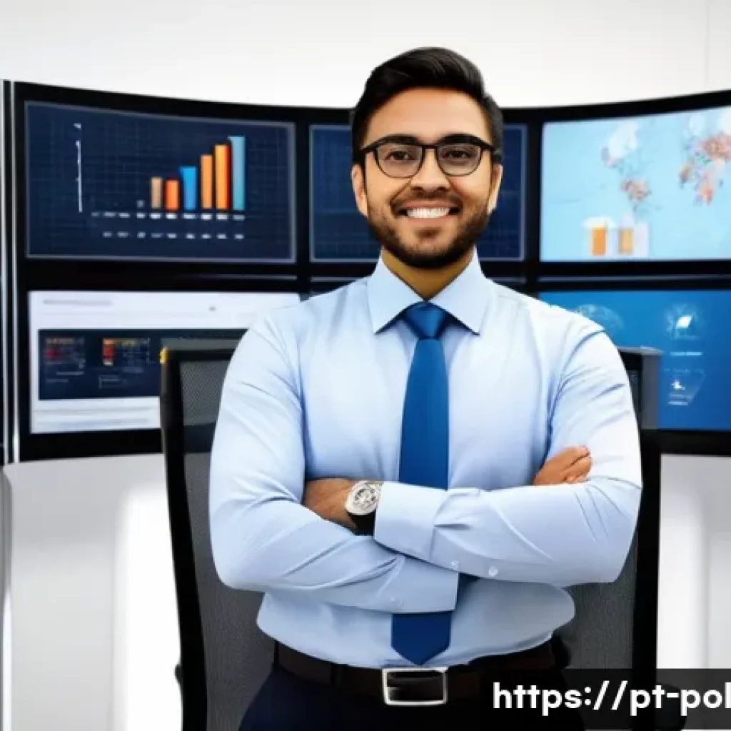 정책분석사와 공공 정책 성공 사례와 연구 방법 - A professional policy analyst in a modern Brazilian office environment, surrounded by multiple digit...