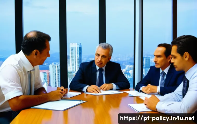 정책분석사와 효과적인 보고서 작성법 - A professional public administration office scene in Brazil, showing a diverse group of middle-aged ...