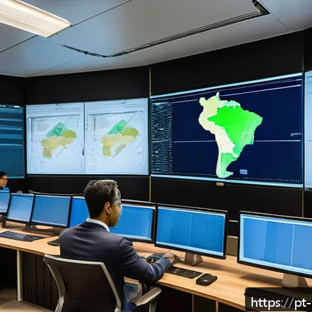 정책분석사와 국가 전략 수립 참여 - A detailed scene inside a modern Brazilian public policy office showing diverse analysts collaborati...