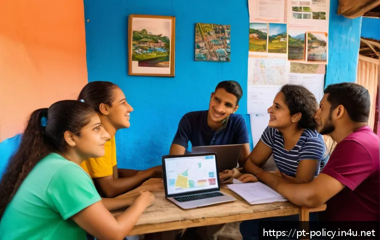 정책분석사와 공공 정책의 성공 사례와 분석 방법 - A vibrant community workshop scene in a Brazilian favela, showing diverse residents engaged in a par...